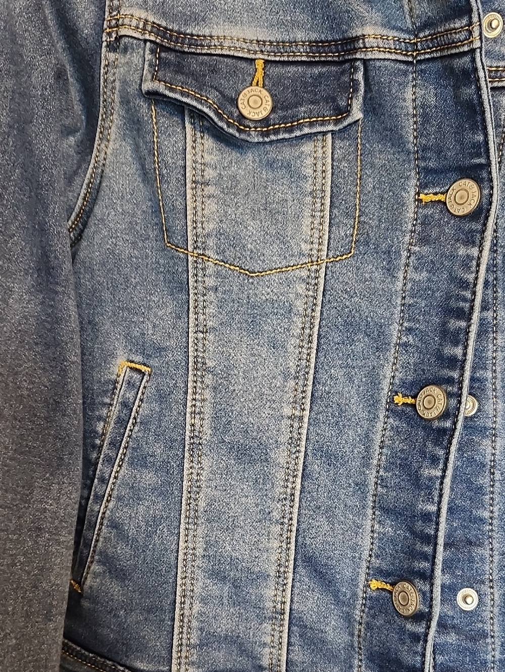 Cat & Jack Classic Medium Blue Denim Jacket Girls XL 14 - Picture 3 of 4